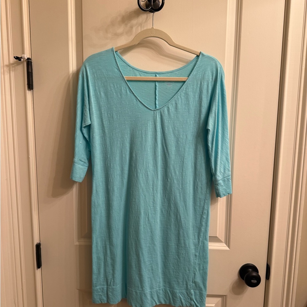 Light Blue V-Neck Tunic Dress